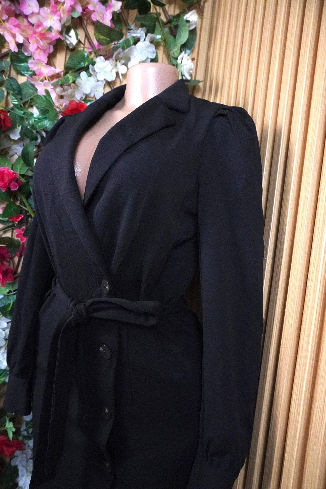 Robe veste manches longues avec boutons ceintrée-S - Perluna Store