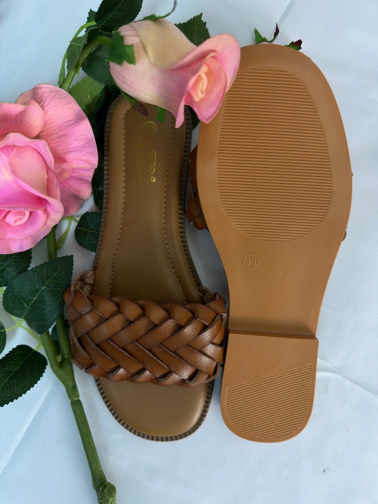 Sandale à babouche en cuire semelle basse - Perluna Store - kinshasa