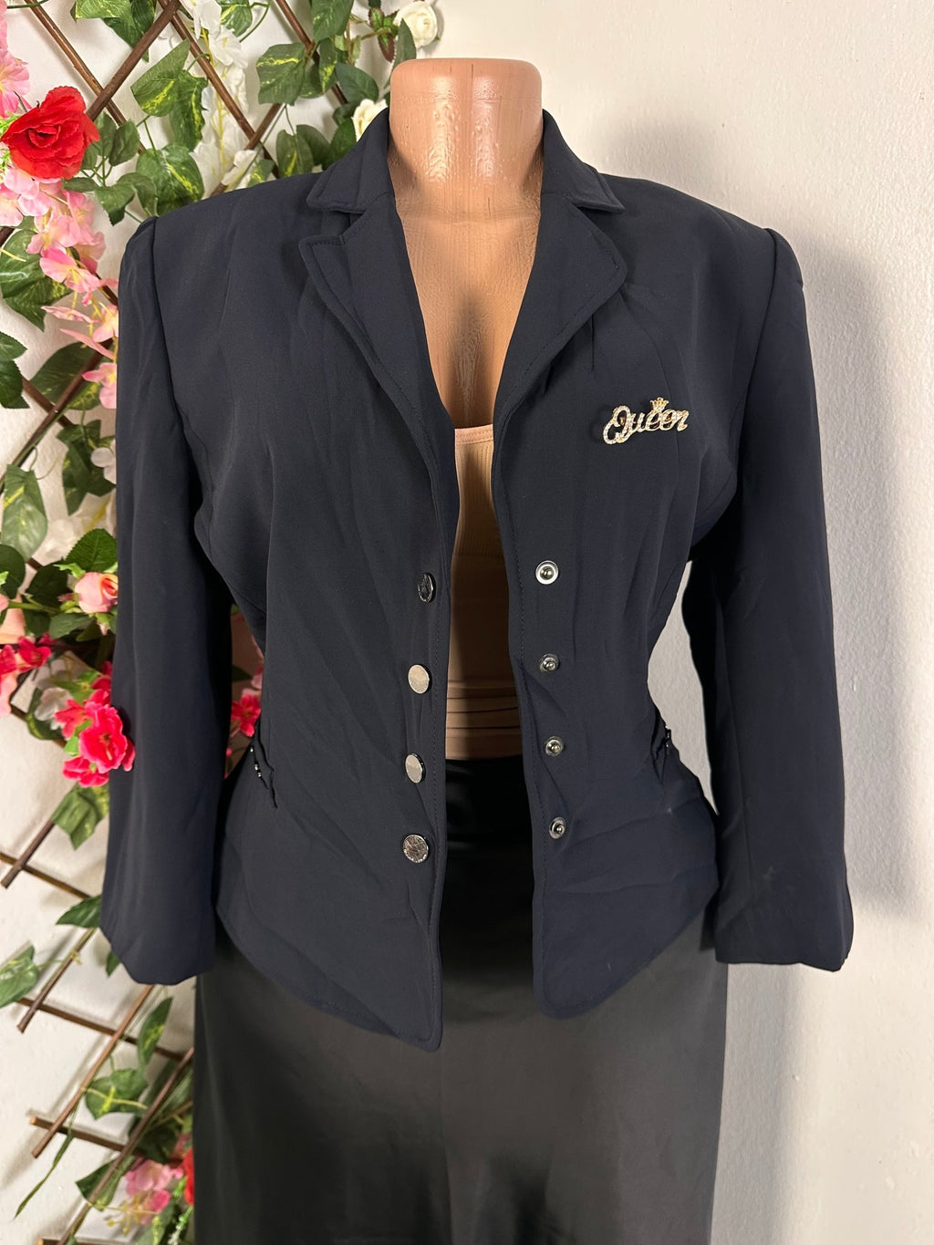 Veste blazer pour femme à boutons style vintage couleur noir - Perluna Store - kinshasa