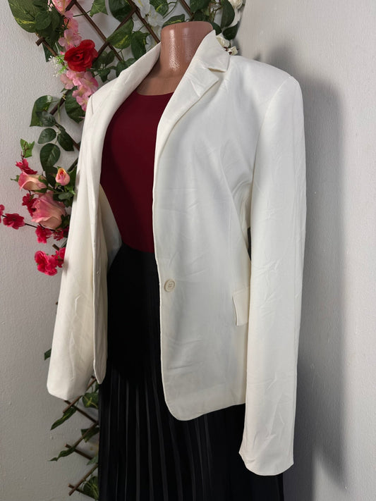 Veste blazer pour femme blanche un bouton manche longue avec poches latérale - Perluna Store - kinshasa