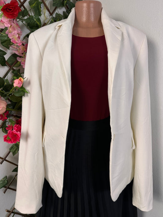 Veste blazer pour femme blanche un bouton manche longue avec poches latérale - Perluna Store - kinshasa