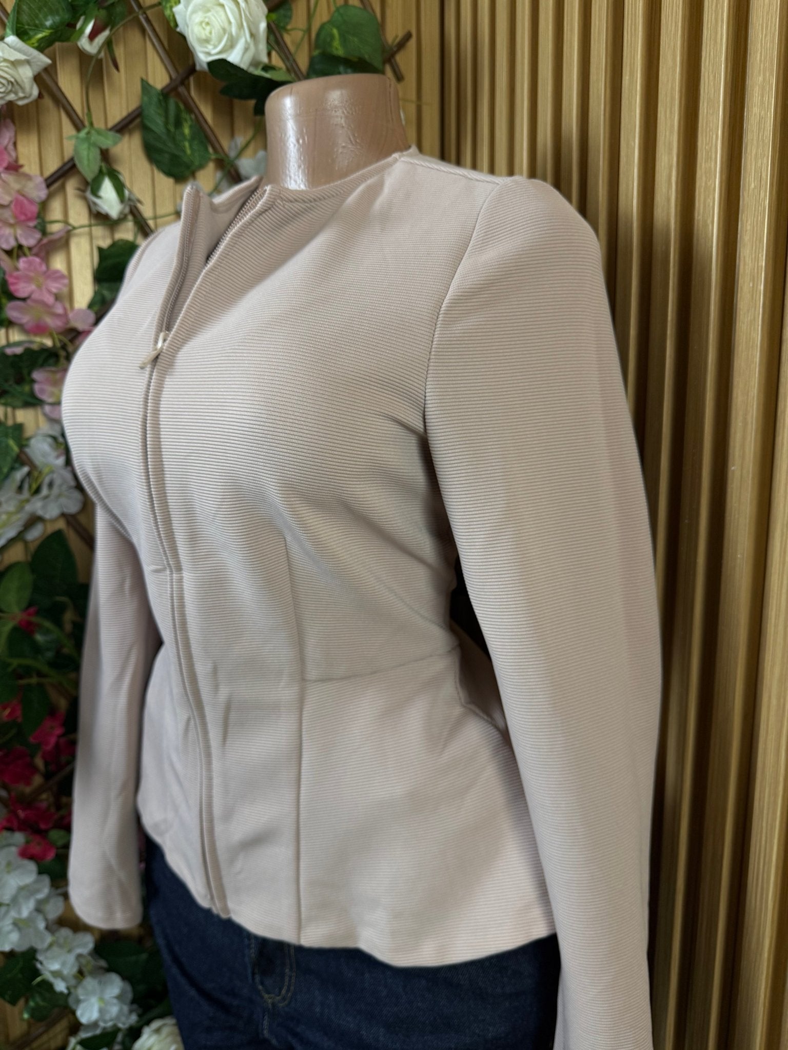 Veste blazer pour femme couleur beige avec tirette - Perluna Store