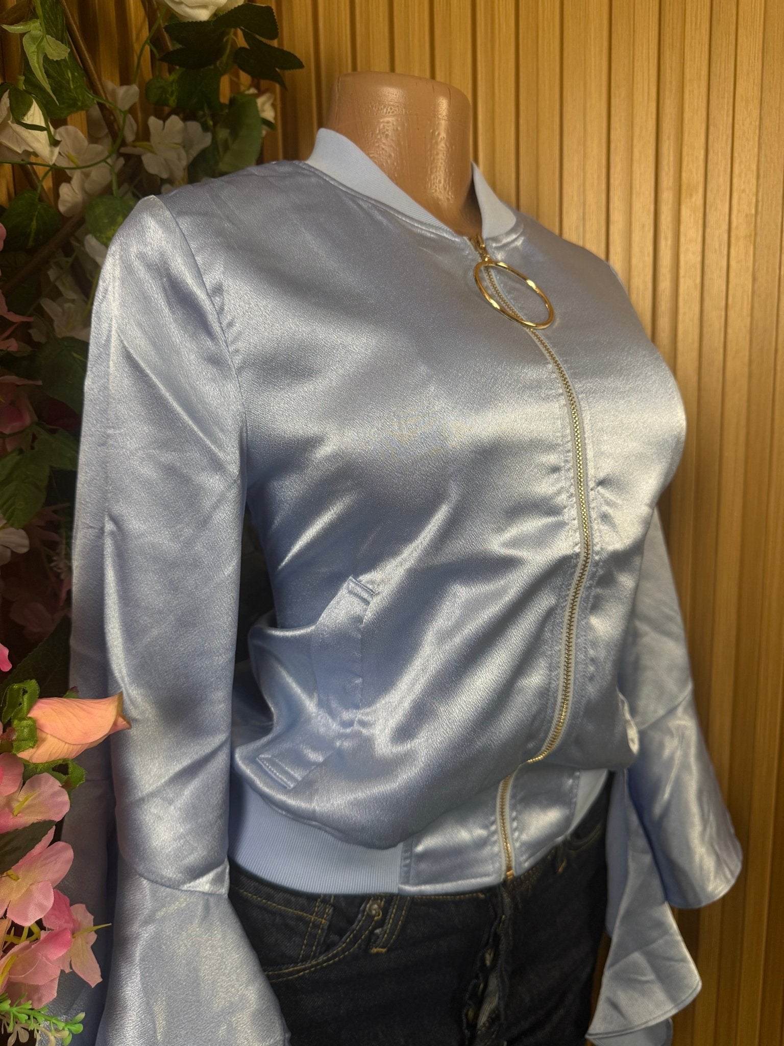 Veste blazer pour femme couleur beige avec tirette - Perluna Store