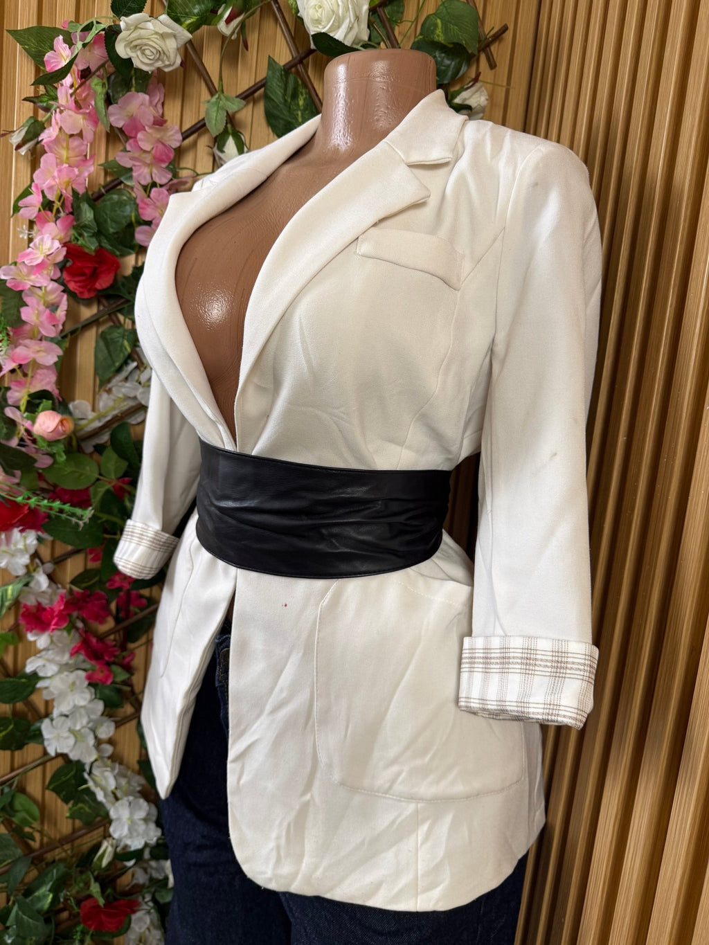 Veste blazer pour femme couleur beige - Perluna Store