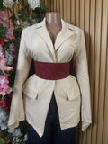 Veste blazer pour femme couleur beige - Perluna Store