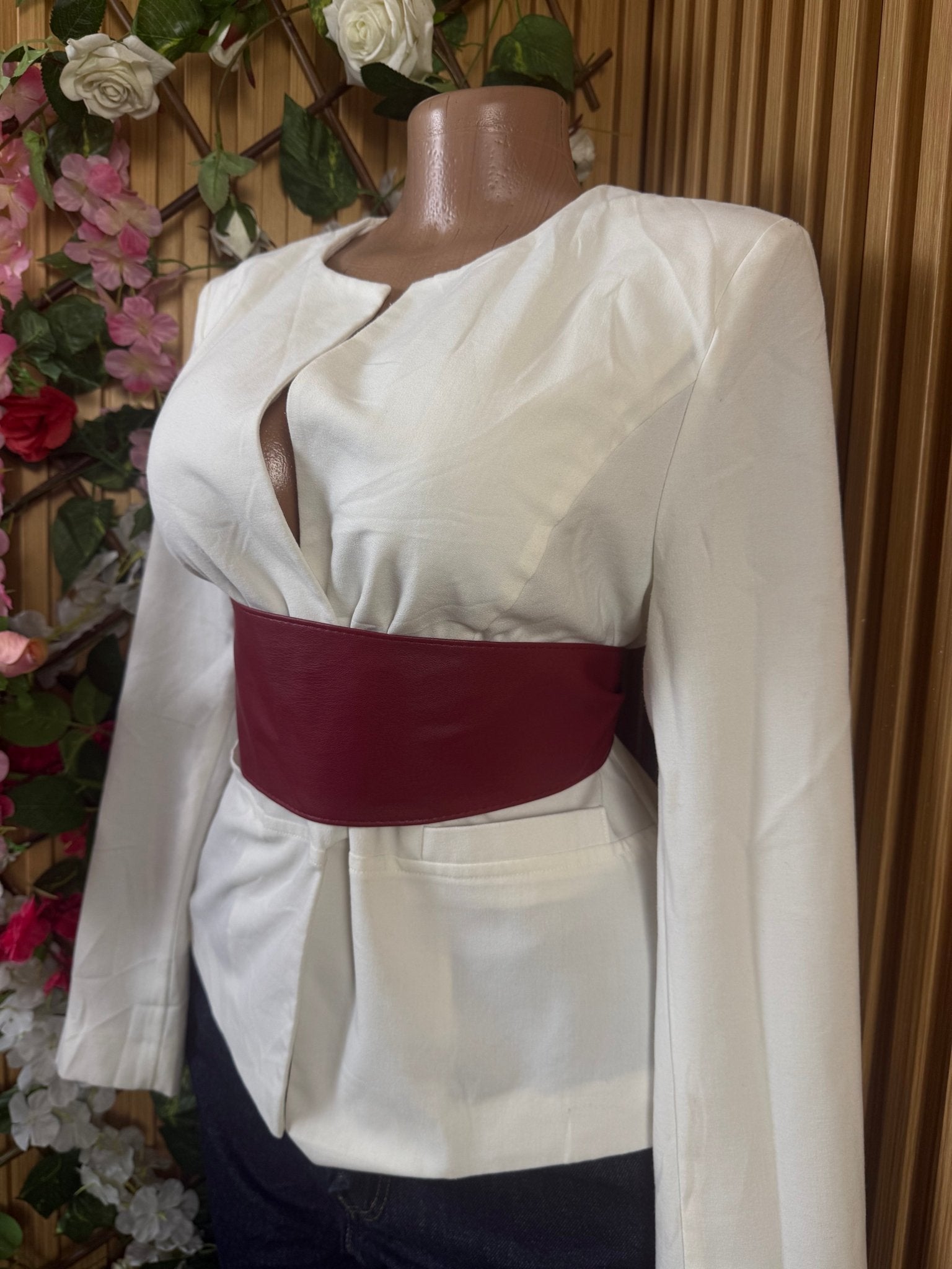 Veste blazer pour femme couleur beige - Perluna Store
