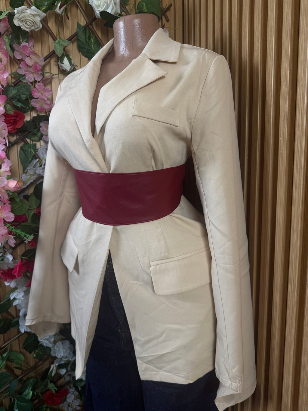 Veste blazer pour femme couleur beige - Perluna Store