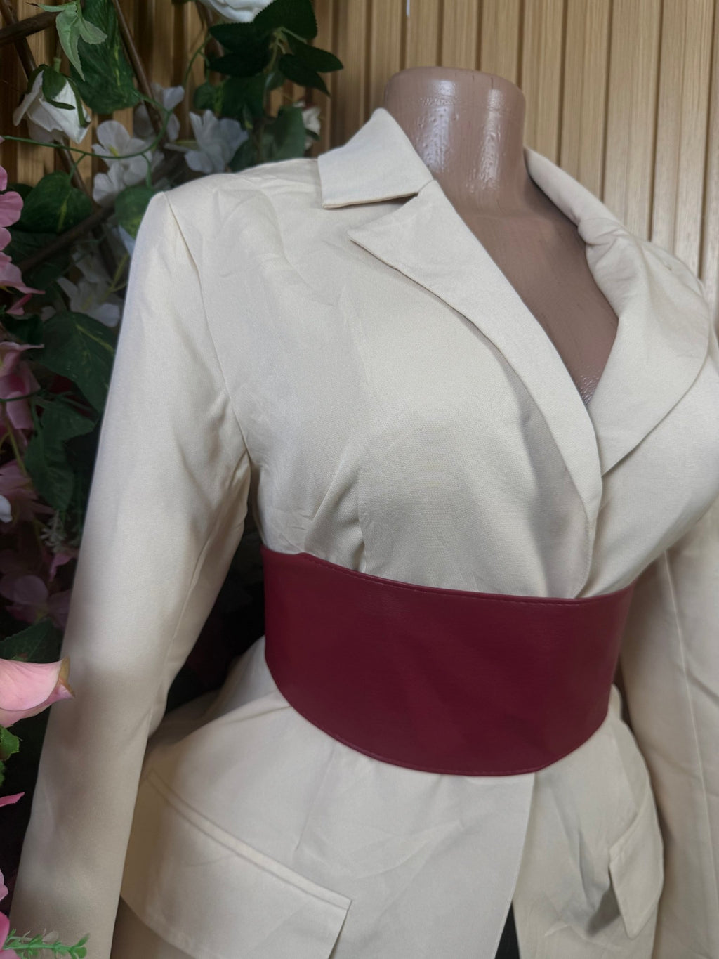 Veste blazer pour femme couleur beige - Perluna Store