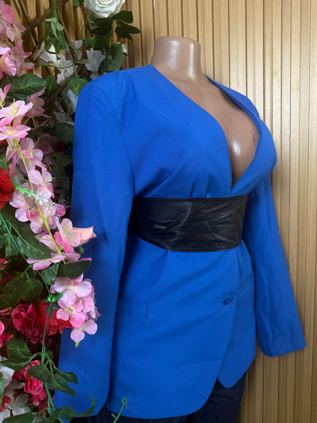 Veste blazer pour femme couleur bleu deux boutons - Perluna Store
