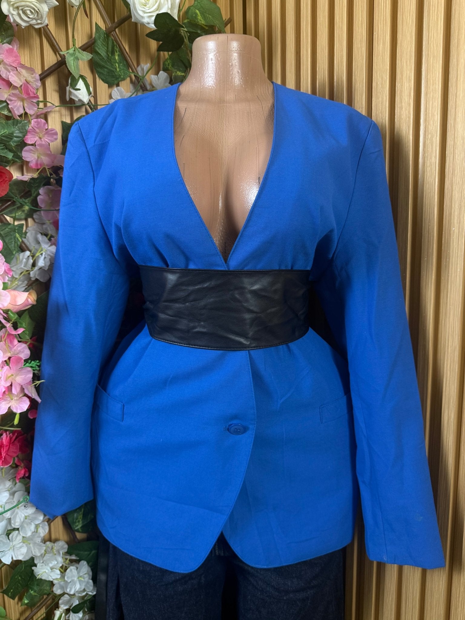 Veste blazer pour femme couleur bleu deux boutons - Perluna Store