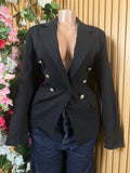 Veste blazer pour femme couleur bleu six boutons - Perluna Store