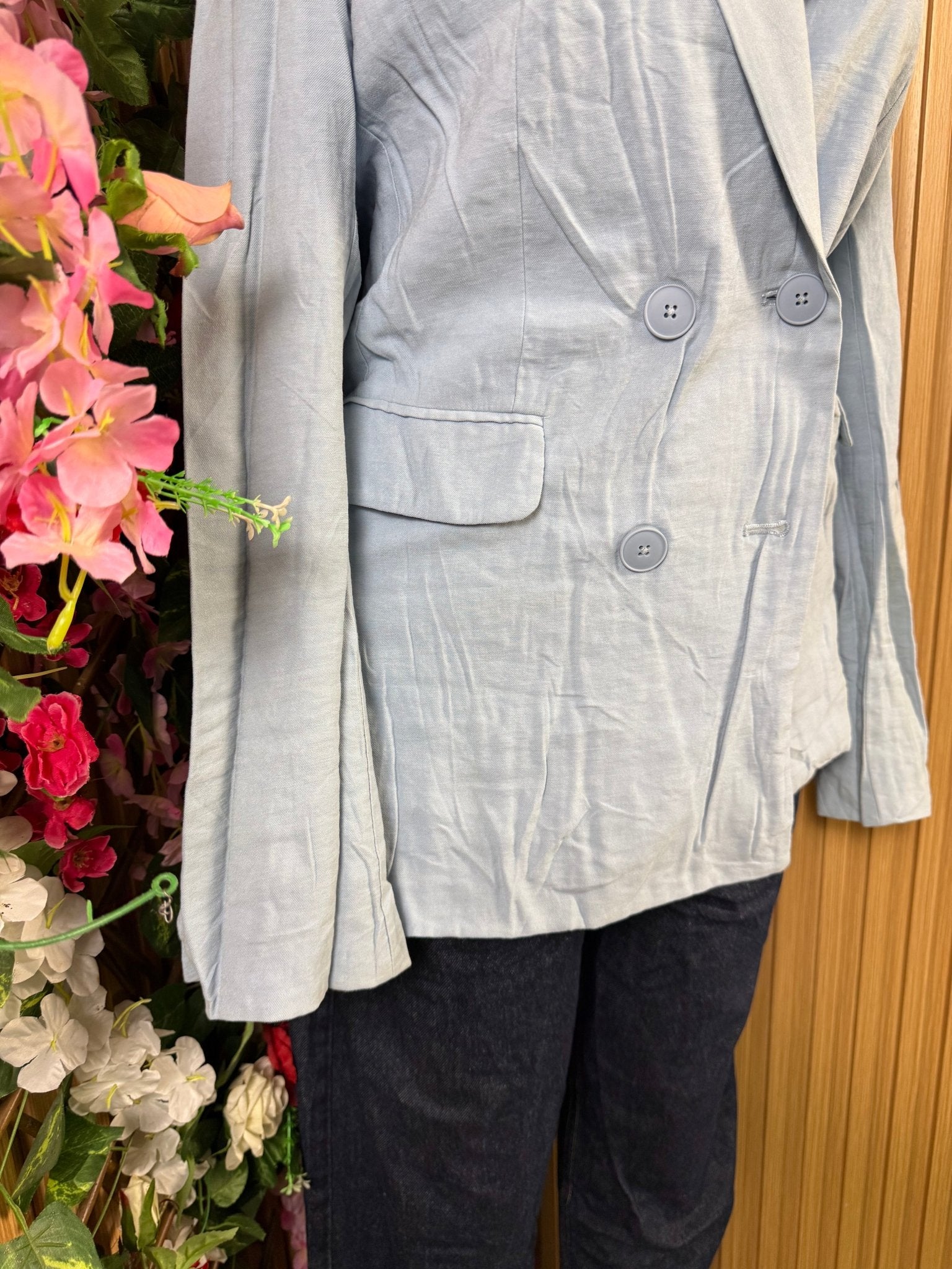 Veste blazer pour femme couleur gris à 4 boutons - Perluna Store