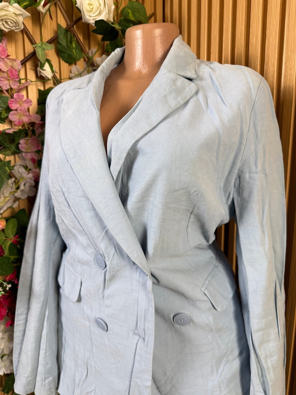 Veste blazer pour femme couleur gris à 4 boutons - Perluna Store
