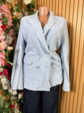 Veste blazer pour femme couleur gris à 4 boutons - Perluna Store