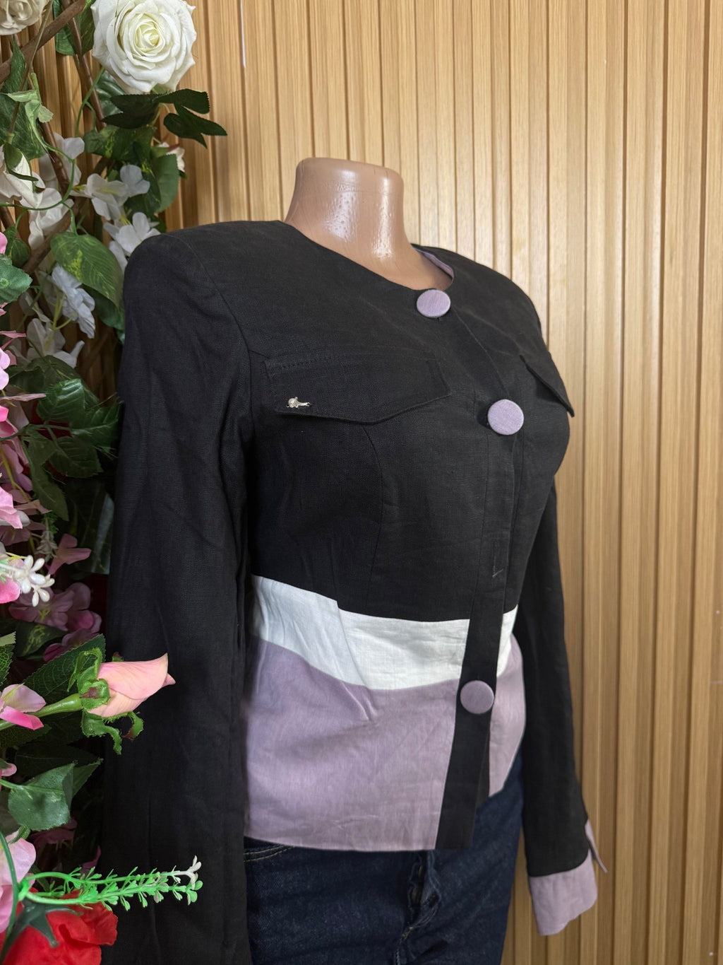 Veste blazer pour femme couleur noire à trois boutons - Perluna Store