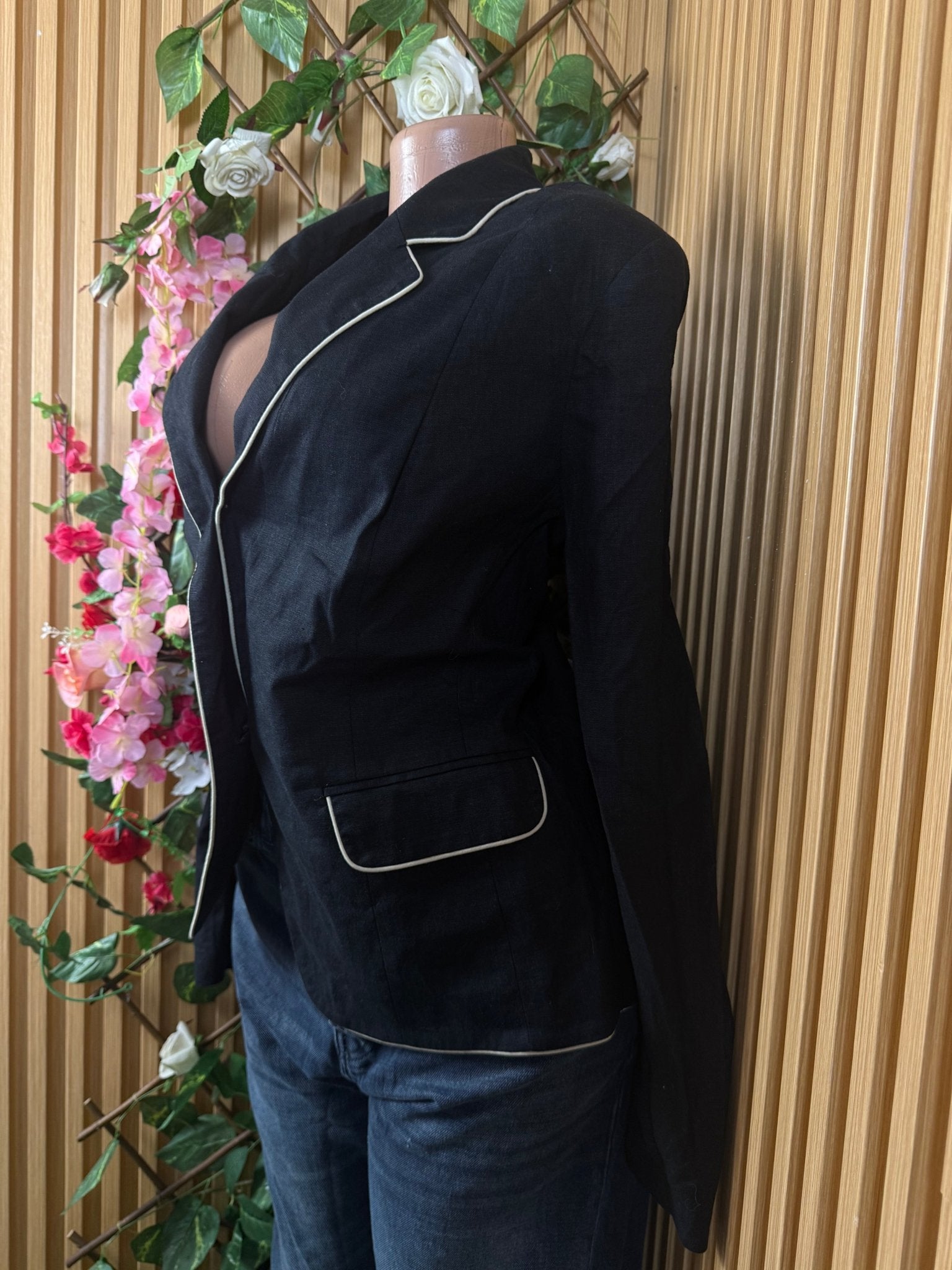 Veste blazer pour femme couleur noire one bouton - Perluna Store