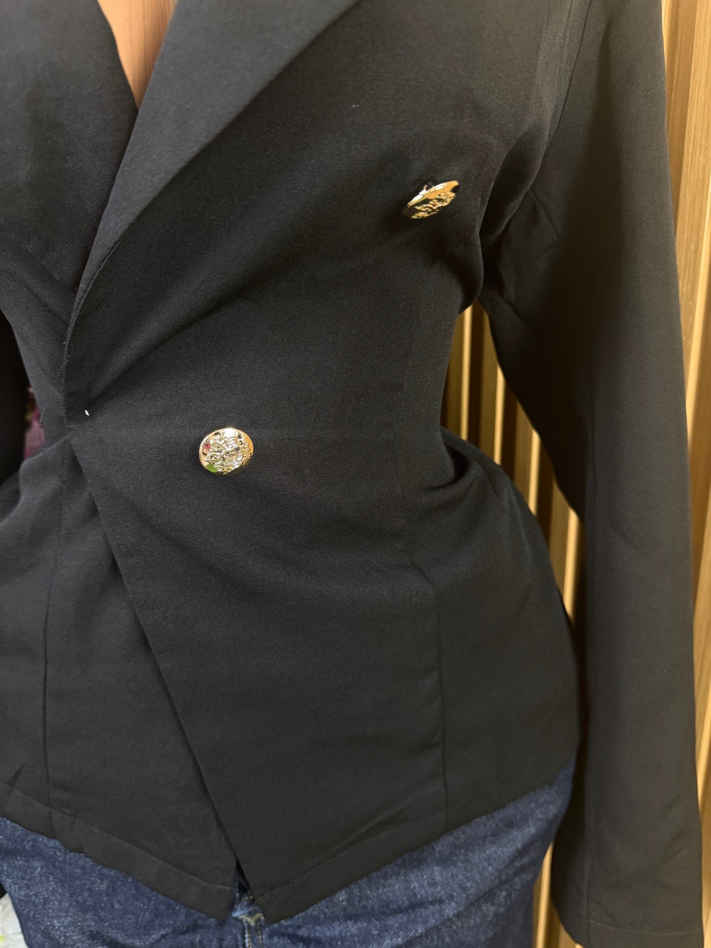 Veste blazer pour femme couleur bleu six boutons - Perluna Store