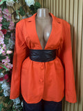 Veste blazer pour femme couleur orange à deux boutons - Perluna Store