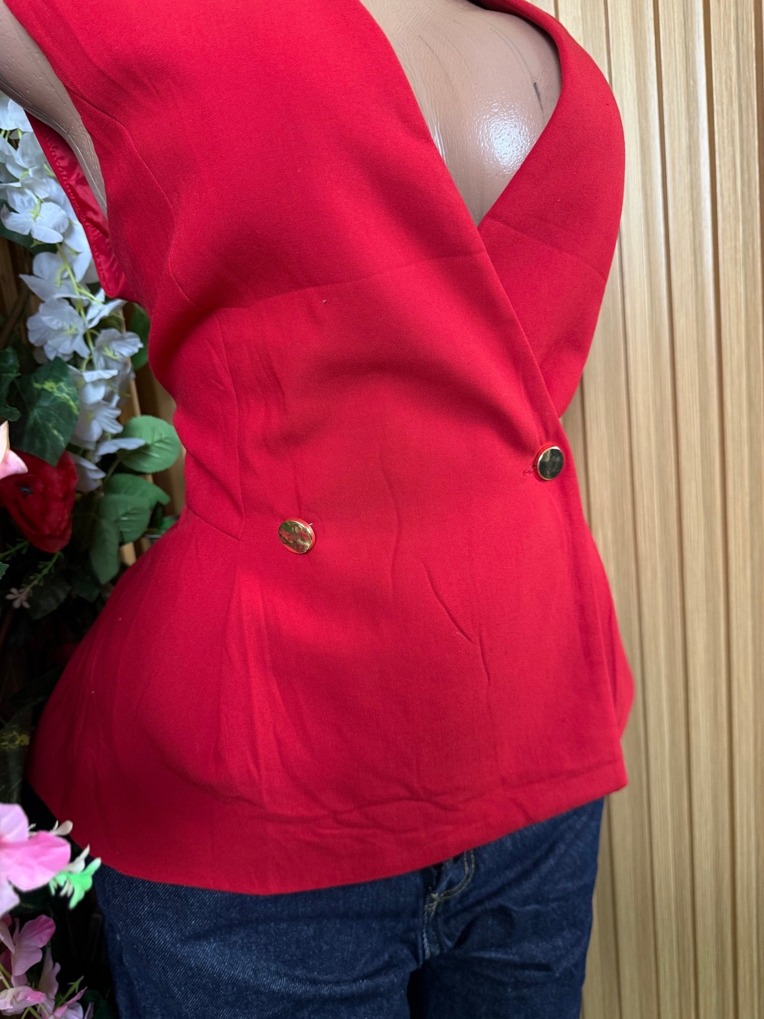 Veste blazer pour femme couleur rose à one bouton - Perluna Store