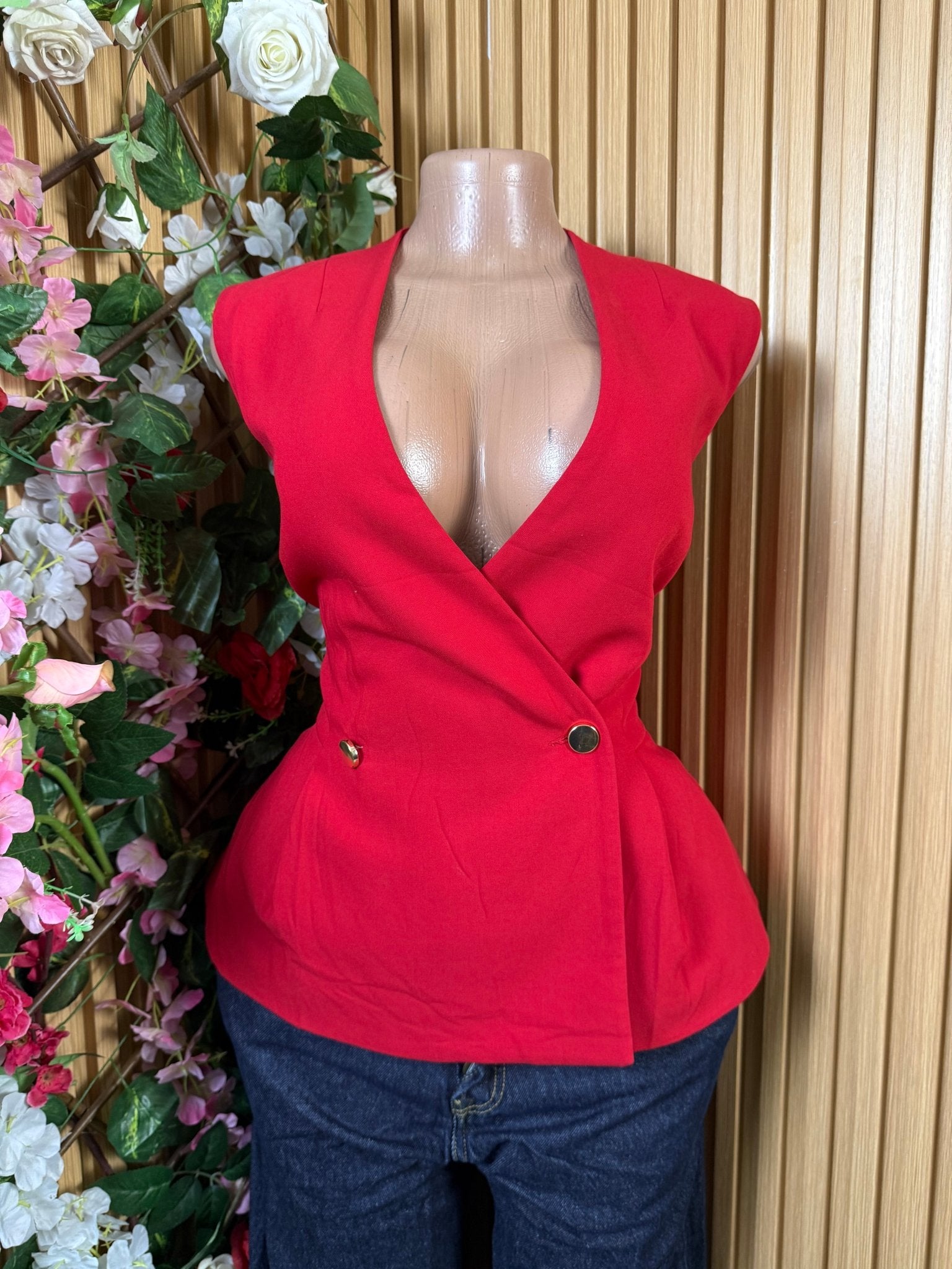 Veste blazer pour femme couleur rose à one bouton - Perluna Store