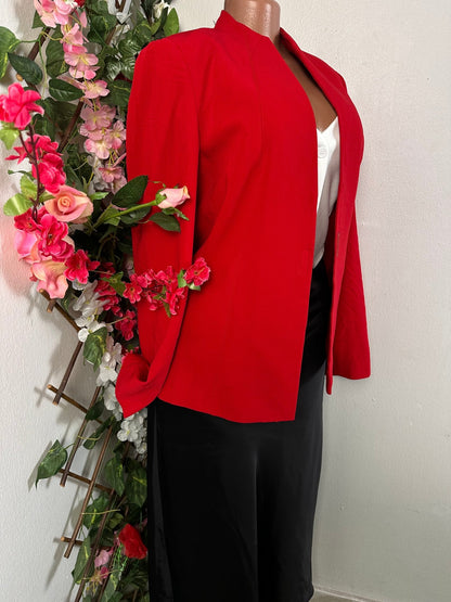 Veste blazer pour femme couleur rouge à colle montant sans bouton manche longue - Perluna Store - kinshasa