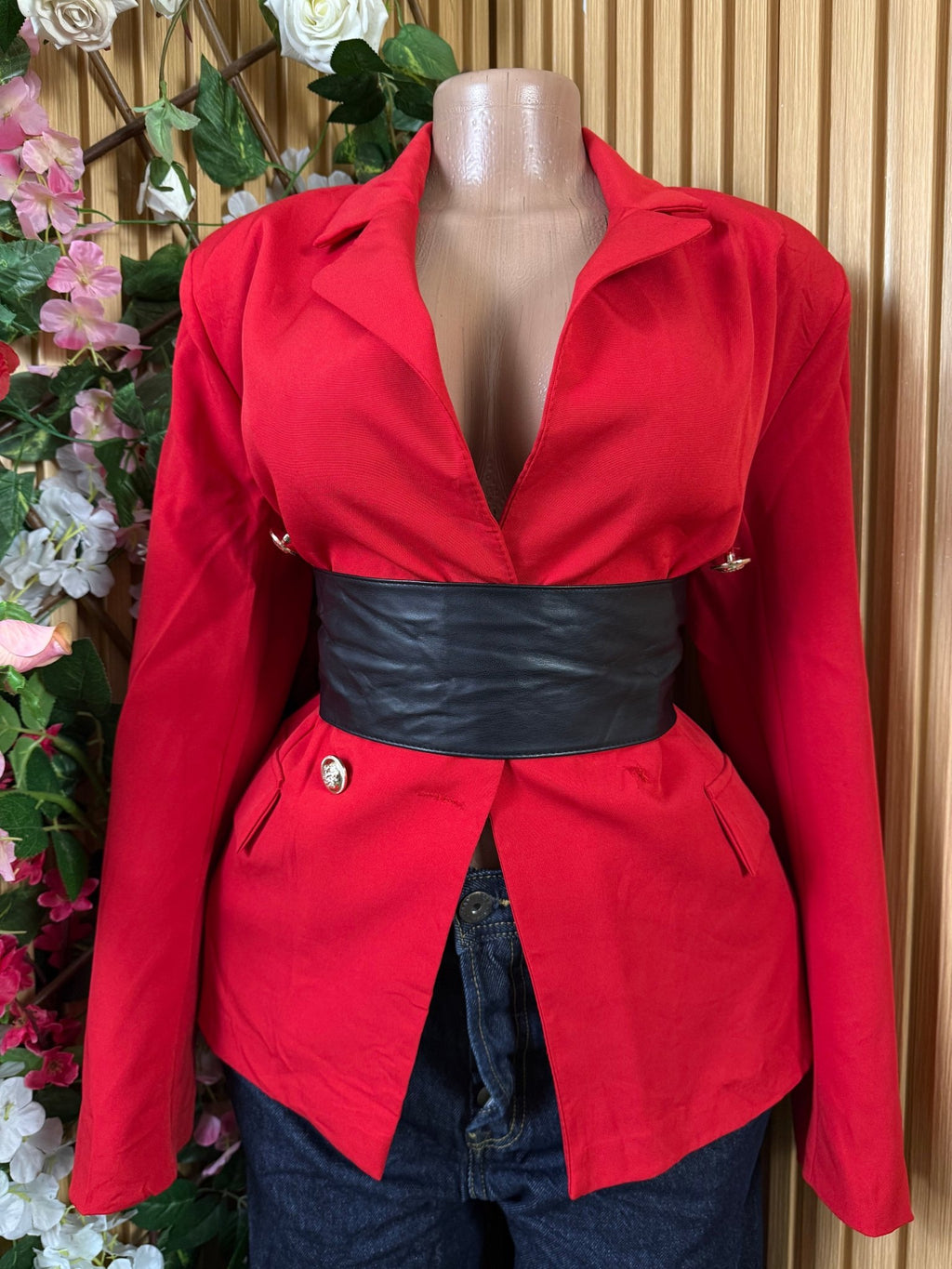 Veste blazer pour femme couleur rouge bordeaux - Perluna Store