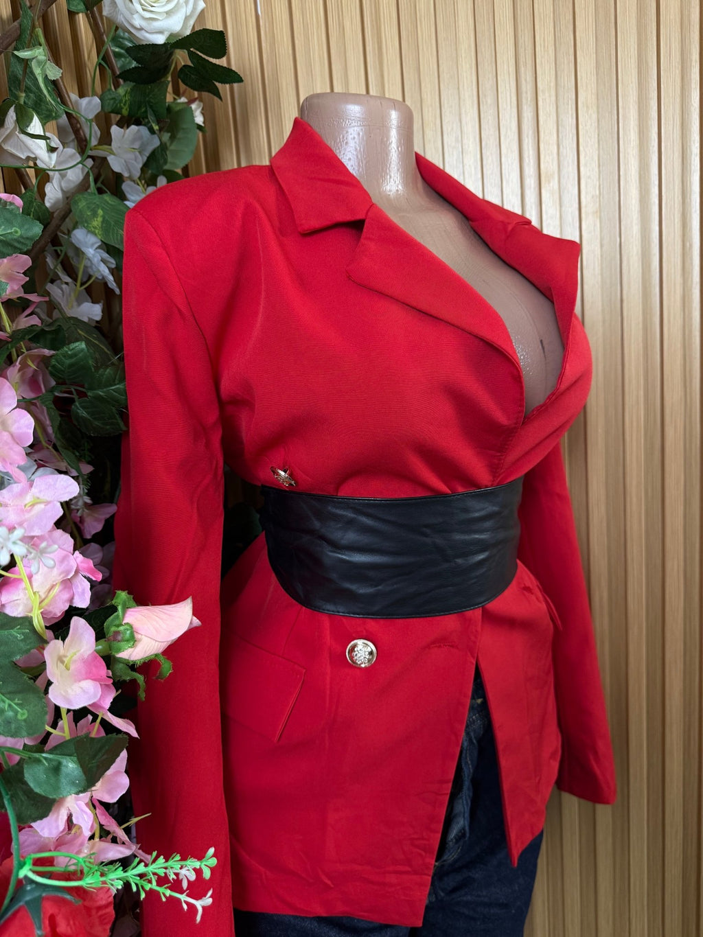 Veste blazer pour femme couleur rouge bordeaux - Perluna Store