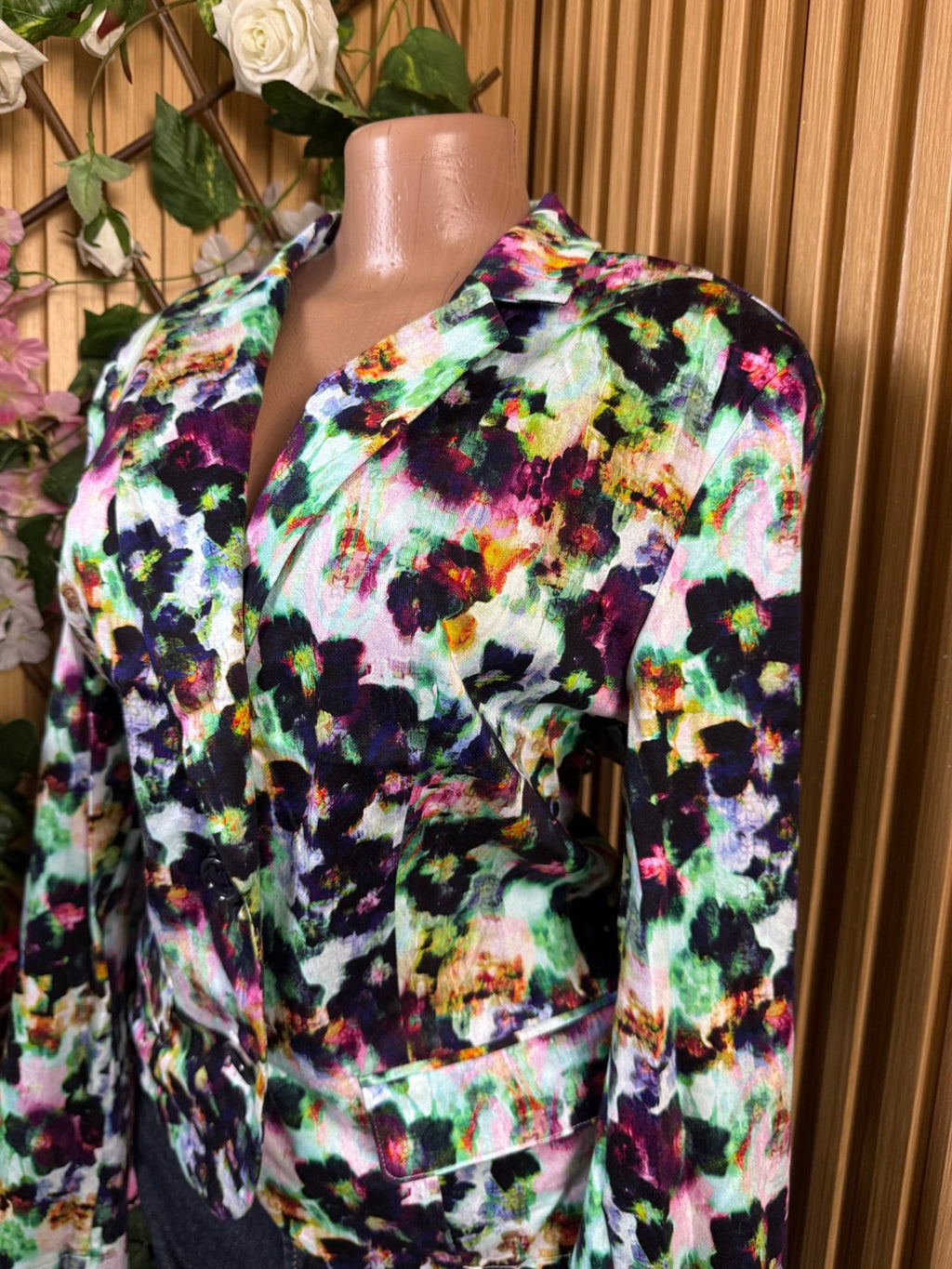 Veste blazer pour femme imprimée fleurie à 2 boutons - Perluna Store