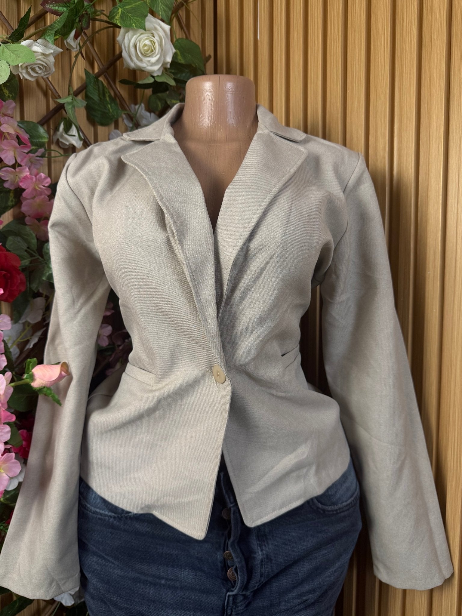 Veste blazer pour femme stylée couleur beige - Perluna Store