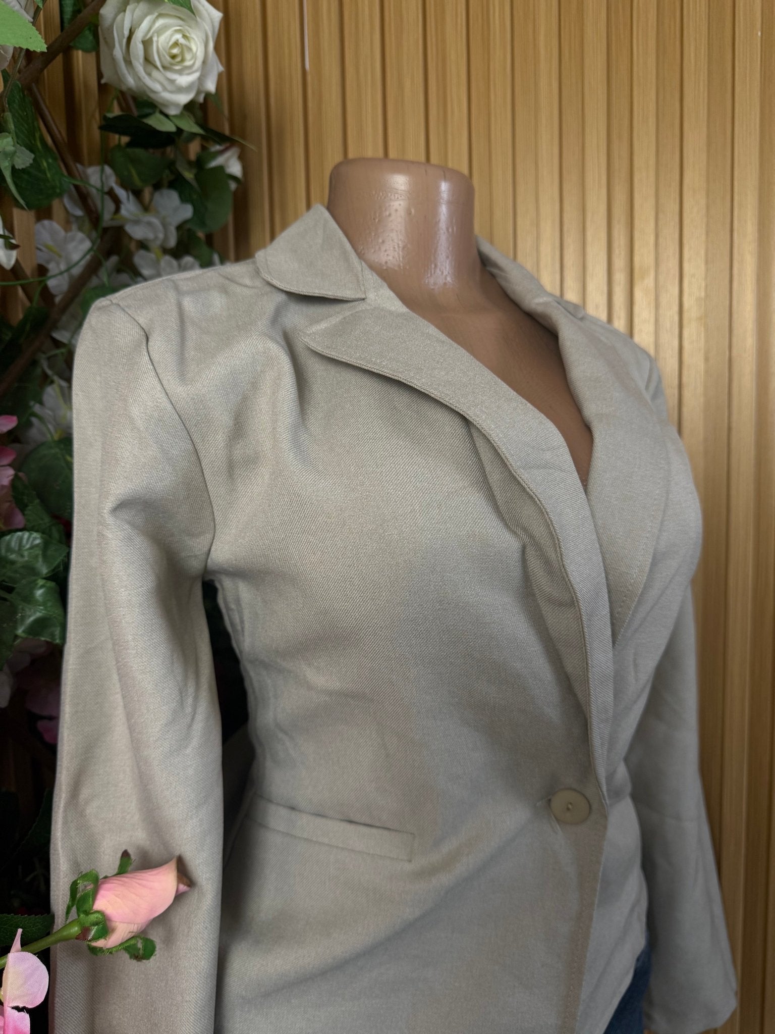 Veste blazer pour femme stylée couleur beige - Perluna Store